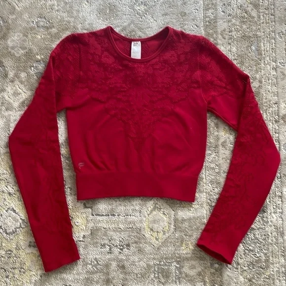 Fabletics Flora Seamless Long Sleeve Top Red - Picture 3 of 11